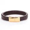 Pulsera de Acero Inoxidable para Hombre con Cordón de Cuero, Pulsera de Cuero Trenzado, Joyería Artesanal de Pulsera de Cuero Multicapa