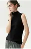 Chaleco de cachemira 100% pura con cuello alto medio para mujer Conyini, nuevo top sin mangas otoño/invierno 2026, prenda interior de color liso