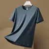 Camiseta Masculina de Seda de Gelo, Camiseta de Verão Fina de Secagem Rápida, Top Casual Esportivo Fresco Respirável Solto Masculino de Manga Curta