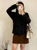 Blusa casual de tricô para mulheres plus size, ombro a ombro, com fitas e estampa floral, estilo outono 2026