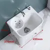 Fregadero de balcón para mopa con reposapiés, lavabo para fregar mopas, lavabo con desagüe lateral y cesta escurridora, drenaje automático, cerámica