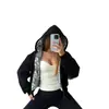 Cárdigan con cremallera estilo americano, sudadera con capucha de manga larga con forro estampado de dinero creativo y moderno estilo Harajuku, chaqueta unisex