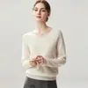 Nueva capa base de punto de cachemira para otoño e invierno, moderna, suave, cómoda, lisa, simple, de manga larga, cálida y elegante para mujer