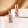 Pendientes de Moda Versátiles con Zirconia Púrpura Popular Transfronterizos Europeos y Americanos, Temperamento Elegante, Joyería Fina de Diamantes para Mujer, Venta Directa del Fabricante