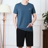 Ropa de verano para papá, pantalones cortos de seda de hielo de manga corta, conjunto informal holgado de dos piezas para hombre, ropa deportiva de verano para hombres de mediana edad y mayores
