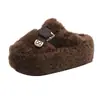 Pantuflas de algodón de invierno 2026, pantuflas peludas para exteriores, suela gruesa, forro polar, talla pequeña, cálidas, modernas, medias pantuflas para mujer