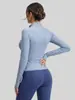 Chaqueta de Yoga Transfronteriza con Bloques de Color Durazno, Top Deportivo Ajustado con Cuello Alto
