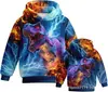Moletom com capuz casual infantil estampado com animais coloridos em 3D, venda direta do fabricante, fornecimento para comércio exterior