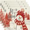 Temu Individual de Lino Navideño Navidad Muñeco de Nieve Árbol de Navidad Estampado Tapete Aislante de Calor Ambiente Festivo Decorativo Tapete de Mesa