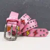 Cinturón Original de Calle Estilo Americano con Remaches, Patrón de Cocodrilo Beige, Púas de Rayo Amarillas y Rojas, Cinturón Unisex