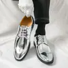 Sapatos Masculinos de Couro Brilhante com Cadarço, Bico Fino, Tamanho Grande, Estilo Britânico Casual Formal de Negócios, Nova Coleção Primavera e Outono