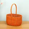 Cesta de Flores de Festival Mimbre Imitación Hierba Tejida Tejida Nuevo Estilo Cesta Tejida Pura de Mano Cesta para Flores Frescas Arreglo de Flores Secas Arte Floral Souvenir