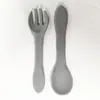 Plato de Cena de Silicona Nuevo Más Vendido Nórdico para Bebé y Niño Plato de Cena con Ventosa Grande Set de Vajilla Cuchara y Tenedor Anticaídas