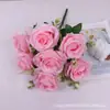 Spot atacado decoração de casa simulação flor falsa pequeno buquê de rosas layout de casamento simulação 7 rosas persas