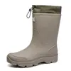 Botas de lluvia para hombre hasta la pantorrilla, zapatos impermeables antideslizantes, botas de lluvia para lavar el coche, pesca, trabajo de reparto, zapatos de goma para vadear en agua de mar, botas de lluvia para repartidores