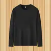 Camiseta de manga larga para hombre de primavera y otoño, sudadera holgada de cuello redondo, camiseta base de color liso, top casual de moda
