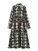 Ropa de mujer transfronteriza, nueva colección de otoño, diseño de moda europeo y americano, vestido estilo camisa con cinturón estampado 8614223