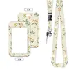 Portatarjetas de plástico con estampado floral, portatarjeta de identificación para credencial de trabajo con cordón y hebilla retráctil, protector para credencial de empleado y tarjeta de autobús