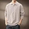Suéter de punto de alta gama estilo "old money", maduro y cómodo con cuello de gaviota para hombre, top casual americano de otoño e invierno