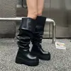 Botas Longas da Moda Emagrecedoras com Solado Grosso, Botas Acima do Joelho para Mulheres, Botas de Equitação de Inverno e Outono Estilo Americano de Cano Alto