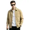 Camisa de trabajo caqui retro americana para hombre, otoño, manga larga, moderna, corte holgado, chaqueta casual lavada para hombre