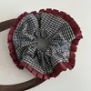 Goma para el pelo de estilo coreano con cuadros contrastantes y encaje, estilo retro universitario, diseño de nicho, versátil, elegante, para coleta