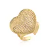 Anel Aberto Coração Zircônia Banhado a Ouro 18K Cobre Novo Produto Transfronteiriço Anel Versátil de Alto Padrão Nicho Ins Feminino