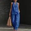 2026 Verano Transfronterizo Comercio Exterior Ropa de Mujer Sitio Independiente Amazon Aliexpress Color Sólido Cuello en V Sin Mangas Casual Moda Conjunto