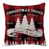 Cojín de sofá geométrico para mesita de noche, rectangular, a cuadros rojos, cojín trasero de coche de Navidad, funda de almohada de lino, interior