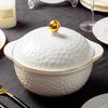 Juego de vajilla de porcelana de hueso Juego de vajilla de cerámica Jingdezhen borde dorado Plato cuenco plato golf dibujo dorado juego de vajilla
