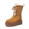 SJN2899-3A Aumento de Altura Suela Gruesa Forro Polar Cálido Piel Botas de Nieve para Mujer 2024 Invierno Nuevo Antideslizantes Zapatos de Algodón