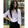 Camisa Blanca de Cuello Redondo Estilo Coreano para Mujer, Manga Larga, Nueva Camisa Casual 2026 Primavera y Otoño con Diseño Retro, Estilo de Nicho