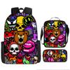 Mochila Transfronteriza Nueva Llorido Nocturno de Navidad Halloween Mochila de Poliéster Mochila de Estudiante Bolso Bandolera Set de Tres Piezas