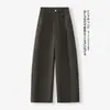 Calças Casuais Femininas de Cintura Alta, Corte Reto, Personalizadas, Outono 2026, Emagrecedoras, Versáteis, Wide-Leg, Longas, Cobrem os Quadris, Para o Trabalho