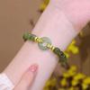 Nova pulseira de fivela de segurança de imitação de jade Hetian de porta dupla, luz ins de luxo, nicho, pulseira de alta qualidade, presente para amigas