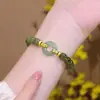 Pulseira Ping An Buckle Estilo TikTok Igual Mulheres Ins Design de Nicho Luxo Leve Sensação de Alto Padrão Pulseira de Imitação de Jade Hetian Estilo Explosivo
