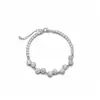 Pulseira redonda geométrica transfronteiriça com zircônia, toque de luxo leve de nicho de alta qualidade, simples e elegante, acessório de mão versátil