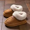 Pantuflas de invierno para interiores para mujer, antideslizantes, forradas de felpa para abrigar, adecuadas para parejas, con diseño de talón cerrado y forro de felpa para hombre