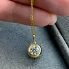Collar de Diamante Redondo Pequeño de Alto Carbono con Colgante de Diamante de Burbuja de 1 Quilate, Simple de Lujo Ligero, con Ocho Corazones y Ocho Flechas, para Mujer