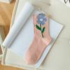 Meias Primavera e Verão Meias Femininas All-match ins Moda Meias de comprimento médio Mori Estilo Meias Femininas Tridimensional Flor Tulip Meias Mulheres