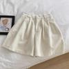 2024 Outono e Inverno Novos Shorts de Veludo Vintage Feminino Cintura Alta Slimming Cintura Solta Casual Perna Larga Calças Quentes Moda Exterior