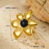 Anillo abierto de acero inoxidable con diseño de pétalos irregulares, chapado en oro de 18 quilates, con piedra natural, estilo INS, combinable con todo, para mujer.