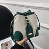 Bolsos Bolso de Comercio Exterior para Mujer 2023 Bolso de Cubo de Lona con Costuras en Contraste de Estilo Coreano Bolso de Hombro Textil de Moda Bolso Cruzado