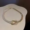 Colar de Pérolas com Laço Cravejado de Diamantes Estilo Francês Nicho Luxo Leve Moda de Alta Qualidade Acessório de Colar Versátil Joias
