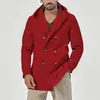 Comércio Exterior Outono e Inverno Masculino Estilo Europeu e Americano Cor Sólida Comprimento Médio Gola Dupla Trench Coat Masculino Casual Gola Lapela com Capuz Casaco