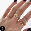 Joyería para Manos Popular Transfronteriza Europea y Americana Anillo Articulado Hueco con Diamante Accesorios Anillo para Mujer Estrella Luna Ópalo