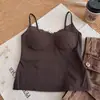 Sexy camisola de encaje estilo francés con un hermoso diseño en la espalda, con relleno incorporado para abrigar, perfecta como capa base o top interior para otoño e invierno