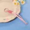 Pin Feijão Artesanal Tecido Curto Cordão Chave Porta-Chaves de Pulso Simples Colorido Enfeite para Pendurar na Bolsa Material Acessórios