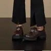 Zapatos Planos de Cuero Negros con Cordones, Suela Gruesa, Punta Redonda para Mujer, Estilo Británico Versátil, Cordones al Frente, Diseño Simple, Novedad Primavera 2026