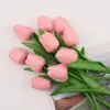 Tulipán de Simulación PU Sintético Flor Artificial Soportes Colores Boda Decoración Suave Fábrica de Arte Floral Suministro al por Mayor